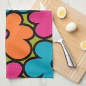 Colorful Retro Floral Pattern Theedoek (Quarter Fold)