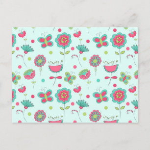 Colorful Retro Flower Pattern Briefkaart