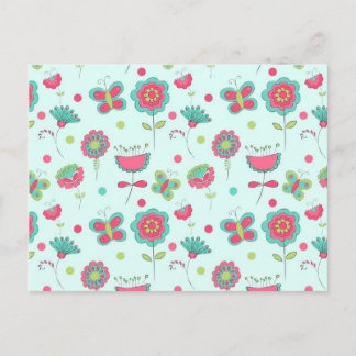 Colorful Retro Flower Pattern Briefkaart