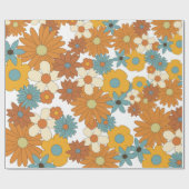 Colorful Retro Flower Pattern Cadeaupapier (Vlak)