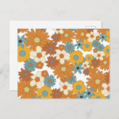 Colorful Retro Flower Pattern Feestdagenkaart (Voorkant / Achterkant)