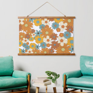 Colorful Retro Flower Pattern Hangend Wandkleed