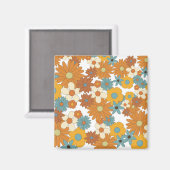 Colorful Retro Flower Pattern Magneet (Voorkant / Achterkant)