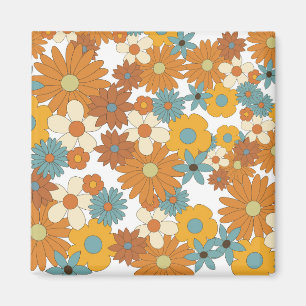 Colorful Retro Flower Pattern Magneet