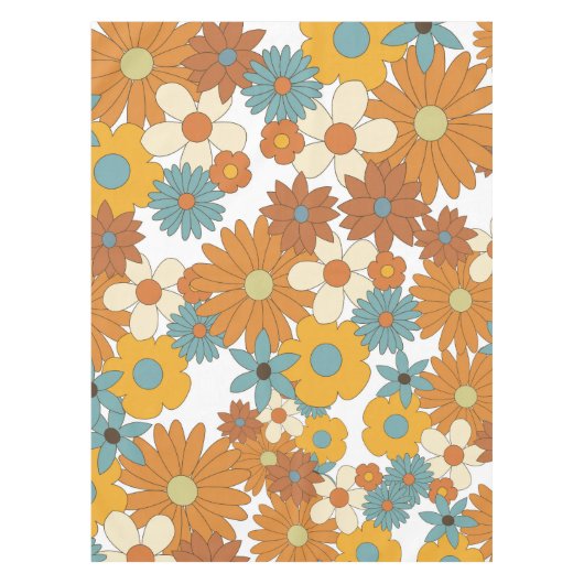 Colorful Retro Flower Pattern Tafelkleed (Voorkant)