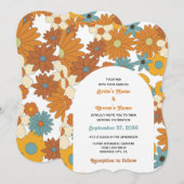 Colorful Retro Flowers 60's 70's Arch Wedding Kaart (Voorkant / Achterkant)