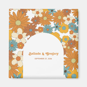 Colorful Retro Flowers 60's 70's Arch Wedding Magneet