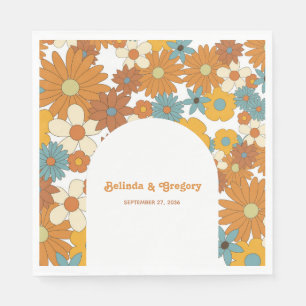 Colorful Retro Flowers 60's 70's Arch Wedding Servet