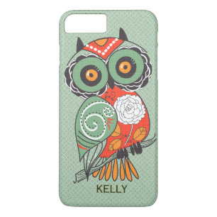 Colorful Retro Flowers Owl iPhone 8 Plus / 7 Plus Hoesje