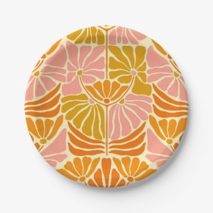 Colorful Retro Flowers Papieren Bordje