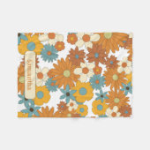 Colorful Retro Flowers Patroon Fleece Deken (Voorkant (Horizontaal))