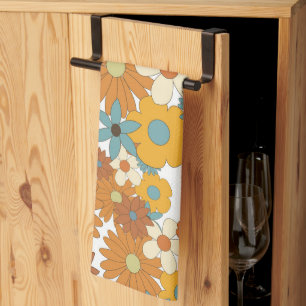 Colorful Retro Flowers Patroon Theedoek