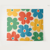 Colorful Retro Flowers Patroon Wandkleed (Voorkant (horizontaal))
