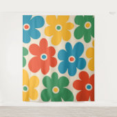 Colorful Retro Flowers Patroon Wandkleed (Voorkant)