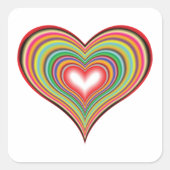 Colorful Retro Heart Square Sticker (Voorkant)