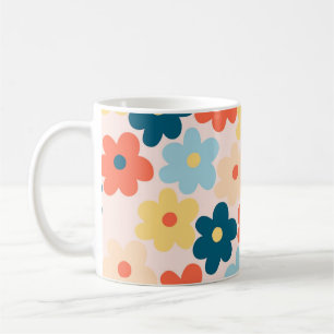 Colorful Retro Hippie Flower Pattern Koffiemok