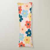 Colorful Retro Hippie Flower Pattern Lichaamskussen (Voorkant Verticaal)