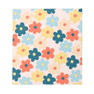 Colorful Retro Hippie Flower Pattern Notitieblok