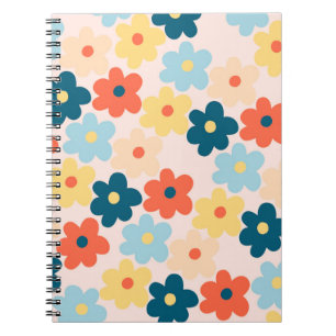 Colorful Retro Hippie Flower Pattern Notitieboek
