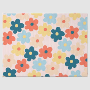 Colorful Retro Hippie Flower Pattern Tissuepapier