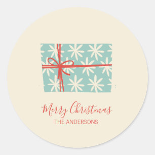 Colorful Retro Kerstfeestdag cadeau Ronde Sticker