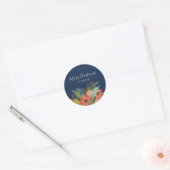 Colorful Retro KerstFloral Ronde Sticker (Envelop)