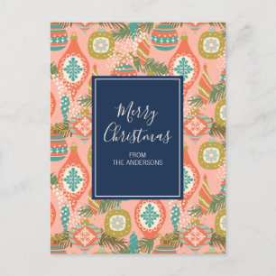 Colorful Retro-kerstversieringen Feestdagenkaart