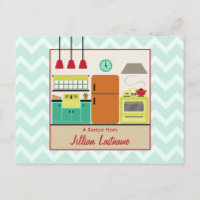 Colorful Retro Kitchen Recipe Briefkaart
