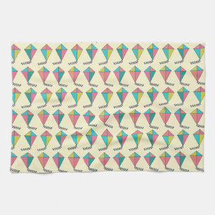 Colorful Retro Kite Patroon Theedoek