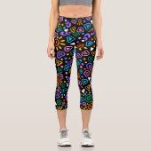 Colorful Retro Memphis Pattern Capri Leggings for  (Recto)