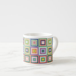 Colorful Retro Mid-Century Mid-Mod Crochet Blossom Espresso Kop
