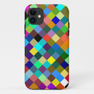 Colorful Retro Modern Squares Patroon 2 iPhone 11 Hoesje
