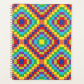 Colorful Retro Optical Illusion Geometric Rainbow Planner (Voorkant)