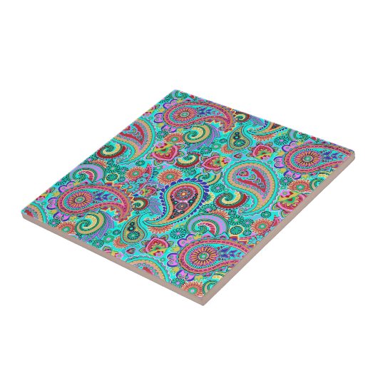 Colorful Retro Paisley 2a Tegeltje (Zijkant)