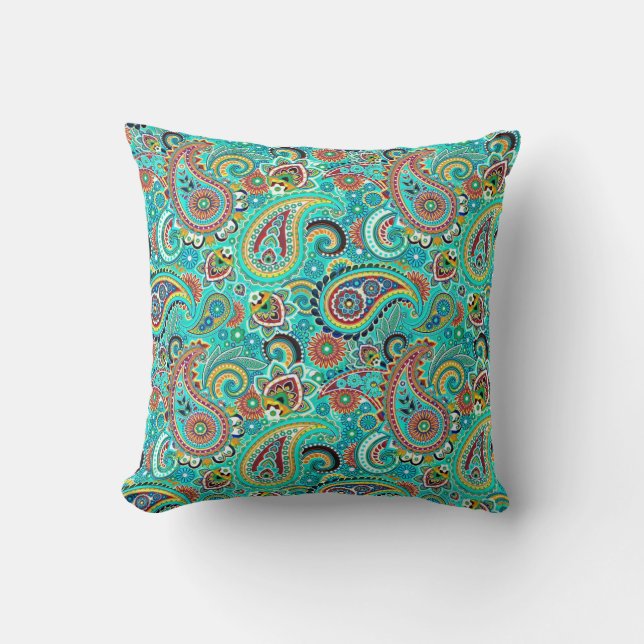 Colorful Retro Paisley Kussen (Voorkant)