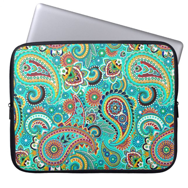 Colorful Retro Paisley Laptop Sleeve (Voorkant)