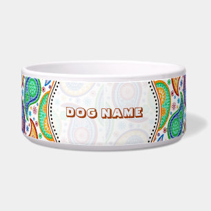 Colorful Retro Paisley Pattern Gepersonaliseerd Voerbakje