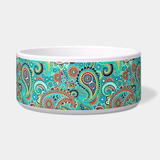 Colorful Retro Paisley Voerbakje (Voorkant)