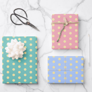 Colorful Retro Pastel Polka Dots Pattern Pasen Inpakpapier Vel