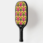 Colorful Retro Pattern Monogram Name Pickleball Paddle (Links)