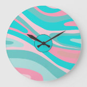 Colorful Retro Pink Aqua Grote Klok (Voorkant)