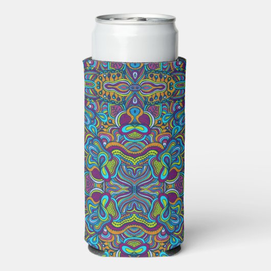 Colorful Retro Psychedelic Abstracte Swirls (Seltzer Achterkant)