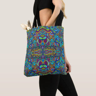 Colorful Retro Psychedelic Abstracte Swirls Draagtas