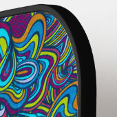 Colorful Retro Psychedelic Abstracte Swirls Pickleball Paddle (Links Detail)