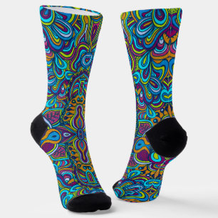 Colorful Retro Psychedelic Abstracte Swirls Sokken