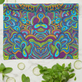 Colorful Retro Psychedelic Abstracte Swirls Theedoek (Gevouwen)