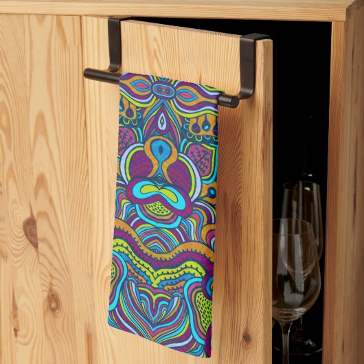 Colorful Retro Psychedelic Abstracte Swirls Theedoek (Derde Gevouwen)