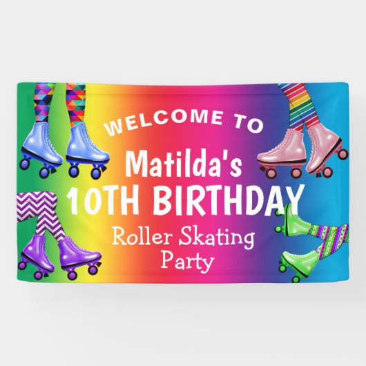 Colorful Retro Roller Skateday Spandoek (Horizontaal)
