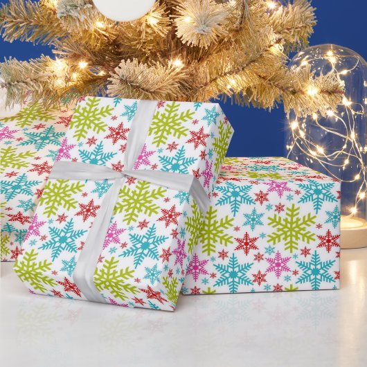 Colorful Retro Snowflakes Christmas Cadeaupapier (Feestdagen)