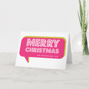 Colorful Retro Speech Bubble Merry Christmas Card Feestdagen Kaart
